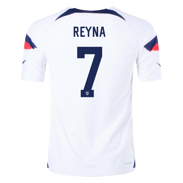 Men's Authentic REYNA #7 USA Home Soccer Jersey Shirt 2022 Nike World Cup 2022