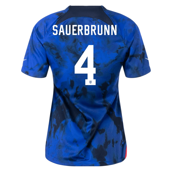 Women's Replica SAUERBRUNN #4 USA Away Soccer Jersey Shirt 2022 Nike