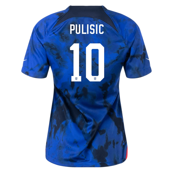 Women's Replica PULISIC #10 USA Away Soccer Jersey Shirt 2022 Nike