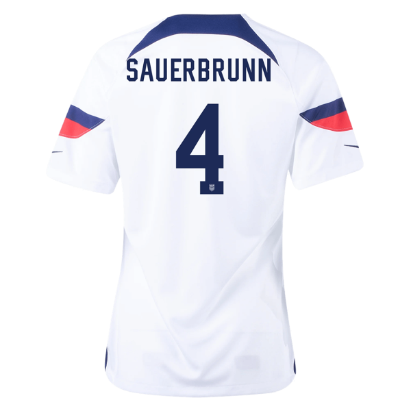 Women's Replica SAUERBRUNN #4 USA Home Soccer Jersey Shirt 2022 Nike