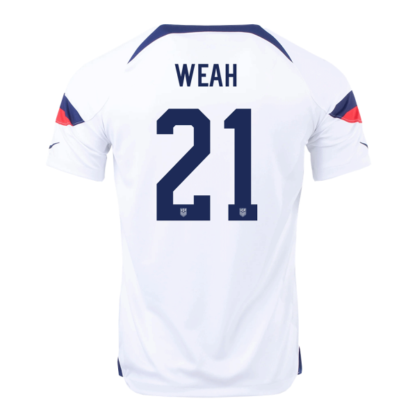 Men's Replica WEAH #21 USA Home Soccer Jersey Shirt 2022 Nike - World Cup 2022