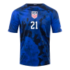 Men's Replica WEAH #21 USA Away Soccer Jersey Shirt 2022 Nike - World Cup 2022