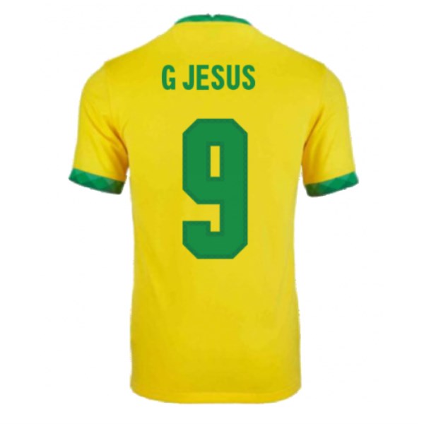 Men's Replica G JESUS #9 Brazil Home Soccer Jersey Shirt 2021 Nike