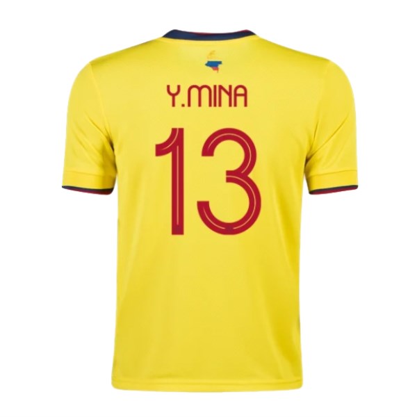 Men's Replica Y.MINA #13 Colombia Home Soccer Jersey Shirt 2021 Adidas