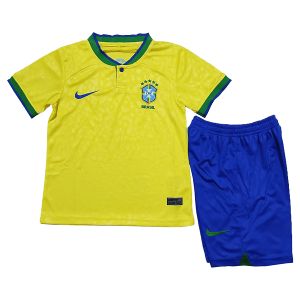 Kids Brazil Home Soccer Jersey Kit (Jersey+Shorts) 2022 Nike - World Cup 2022