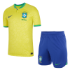 Men's Replica Brazil Home Soccer Jersey Kit (Jersey+Shorts) 2022 Nike - World Cup 2022