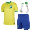Men's Replica Brazil Home Soccer Jersey Whole Kit (Jersey+Shorts+Socks) 2022 Nike - World Cup 2022