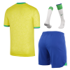 Men's Replica Brazil Home Soccer Jersey Whole Kit (Jersey+Shorts+Socks) 2022 Nike - World Cup 2022