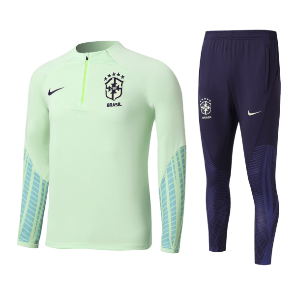 Men's Brazil Zipper Tracksuit Sweat Shirt Kit (Top+Trousers) 2022 Nike