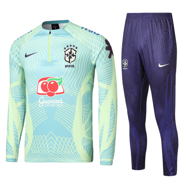 Men's Brazil Zipper Tracksuit Sweat Shirt Kit (Top+Trousers) 2022 Nike
