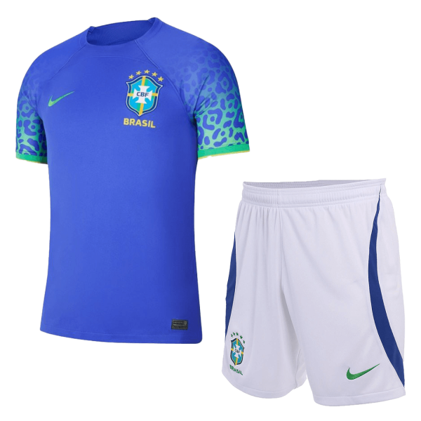 Men's Replica Brazil Away Soccer Jersey Kit (Jersey+Shorts) 2022 Nike - World Cup 2022