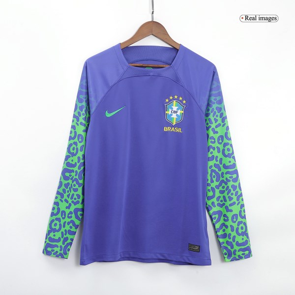 Men's Replica Brazil Away Long Sleeves Soccer Jersey Shirt 2022 Nike - World Cup 2022