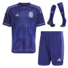 Men's Replica Argentina Away Soccer Jersey Whole Kit (Jersey+Shorts+Socks) 2022 Adidas - World Cup 2022