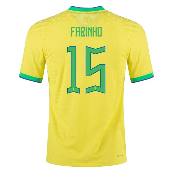 Men's Authentic FABINHO #15 Brazil Home Soccer Jersey Shirt 2022 Nike