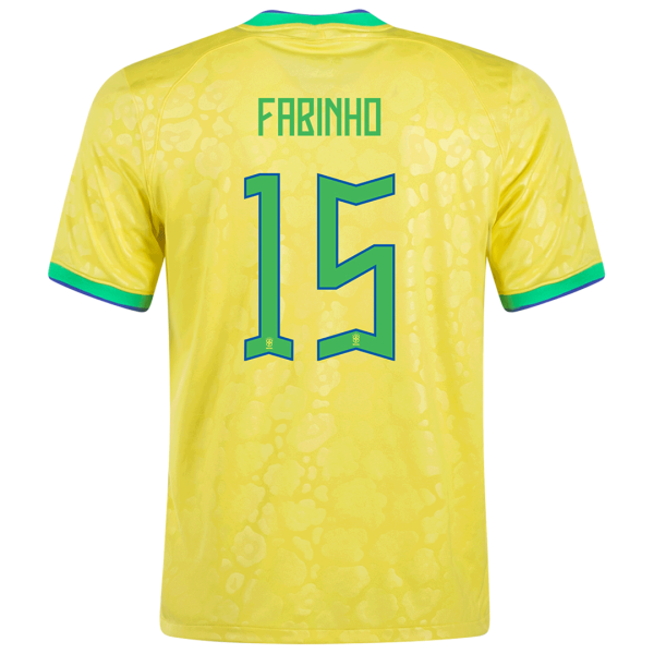 Men's Replica FABINHO #15 Brazil Home Soccer Jersey Shirt 2022 Nike - World Cup 2022