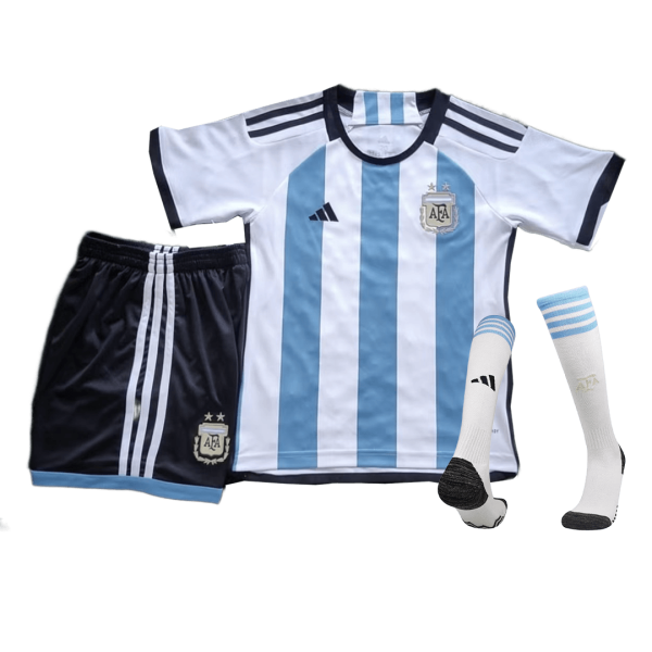 Kids Argentina Home Soccer Jersey Whole Kit (Jersey+Shorts+Socks) 2022 Adidas