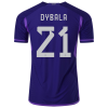 Men's Authentic DYBALA #21 Argentina Away Soccer Jersey Shirt 2022 Adidas World Cup 2022