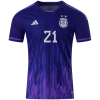 Men's Authentic DYBALA #21 Argentina Away Soccer Jersey Shirt 2022 Adidas World Cup 2022