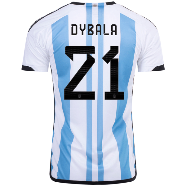 Men's Replica DYBALA #21 Argentina Home Soccer Jersey Shirt 2022 Adidas - World Cup 2022