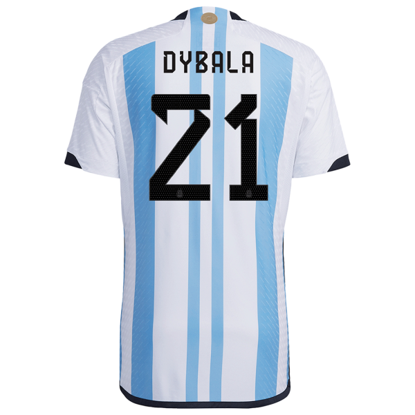 Men's Authentic DYBALA #21 Argentina Home Soccer Jersey Shirt 2022 Adidas World Cup 2022