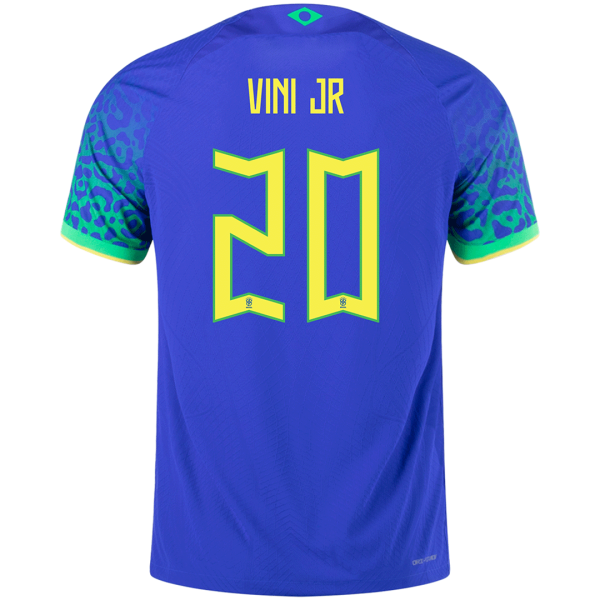 Men's Authentic VINI JR #20 Brazil Away Soccer Jersey Shirt 2022 Nike