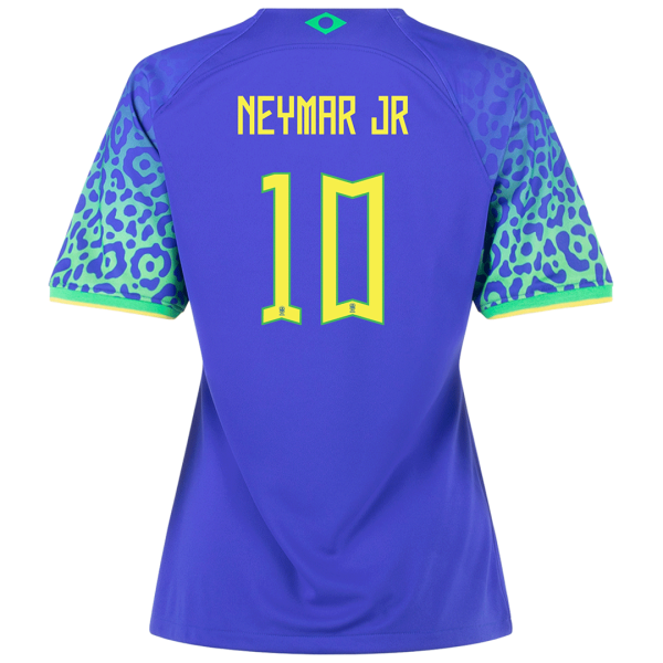 Women's Replica NEYMAR JR #10 Brazil Away Soccer Jersey Shirt 2022 Nike