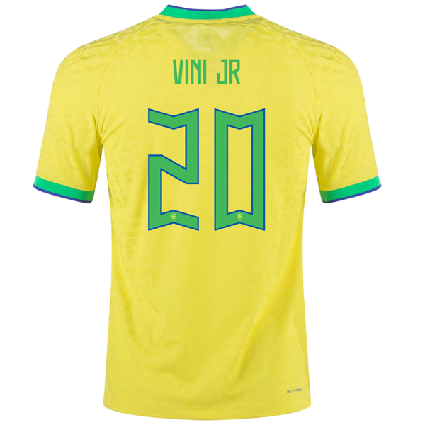Men's Authentic VINI JR #20 Brazil Home Soccer Jersey Shirt 2022 Nike