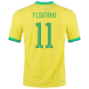 Men's Authentic P.Coutinho #11 Brazil Home Soccer Jersey Shirt 2022 Nike