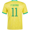 Men's Replica P.Coutinho #11 Brazil Home Soccer Jersey Shirt 2022 Nike - World Cup 2022