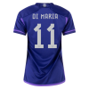 Women's Replica DI MARIA #11 Argentina Away Soccer Jersey Shirt 2022 Adidas