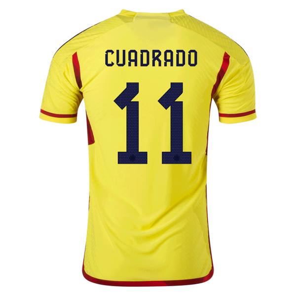 Men's Authentic CUADRADO #11 Colombia Home Soccer Jersey Shirt 2022 Adidas