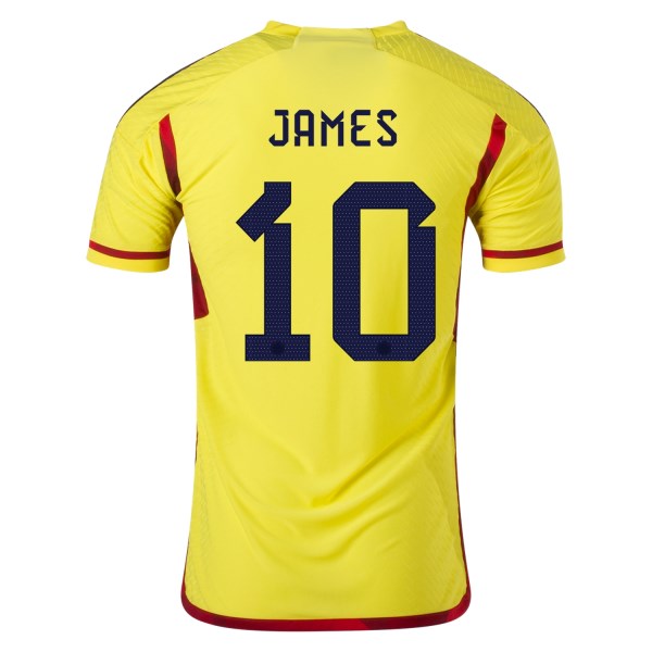 Men's Authentic JAMES #10 Colombia Home Soccer Jersey Shirt 2022 Adidas