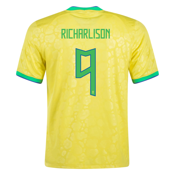 Men's Replica RICHARLISON #9 Brazil Home Soccer Jersey Shirt 2022 Nike - World Cup 2022