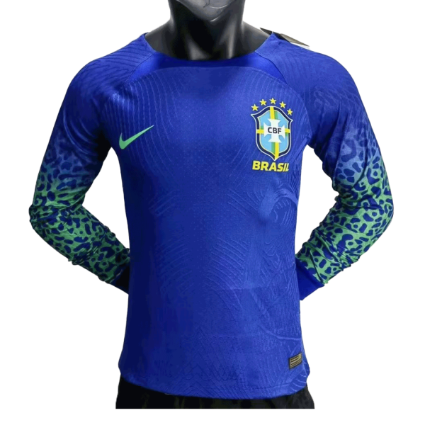 Men's Authentic Brazil Away Soccer Long Sleeves Jersey Shirt 2022 Nike - World Cup 2022