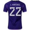 Men's Replica L. MARTINEZ #22 Argentina Away Soccer Jersey Shirt 2022 Adidas - World Cup 2022