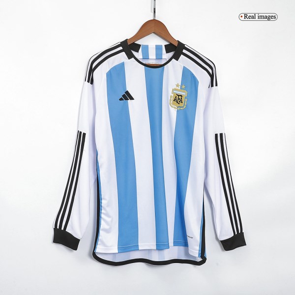 Men's Replica Argentina Home Long Sleeves Soccer Jersey Shirt 2022 Adidas - World Cup 2022