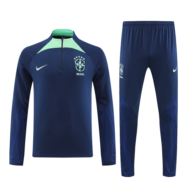 Men's Brazil Zipper Tracksuit Sweat Shirt Kit (Top+Trousers) 2022 Nike