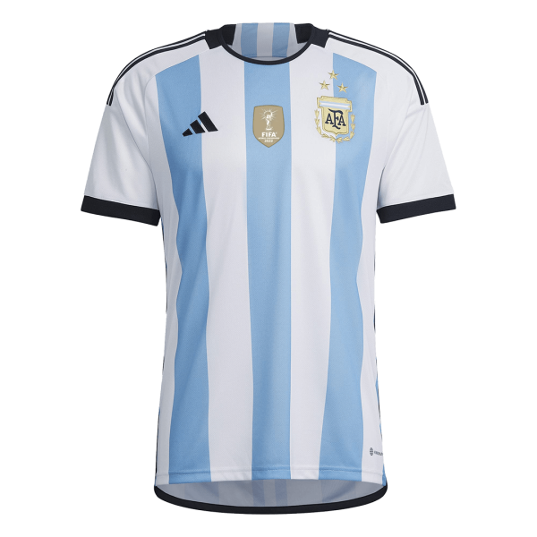 Men's Replica Argentina Three Stars Home Soccer Jersey Shirt 2022 Adidas - World Cup 2022