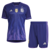 Men's Replica Argentina Three Stars Champion Edition Away Soccer Jersey Kit (Jersey+Shorts) 2022 Adidas - World Cup 2022