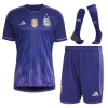 Men's Replica Argentina Three Stars Champion Edition Away Soccer Jersey Whole Kit (Jersey+Shorts+Socks) 2022 Adidas - World Cup 2022