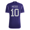 Men's Replica MESSI #10 Argentina Three Stars Away Soccer Jersey Shirt 2022 Adidas - World Cup 2022