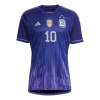 Men's Replica MESSI #10 Argentina Three Stars Away Soccer Jersey Shirt 2022 Adidas - World Cup 2022