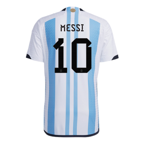 Men's Authentic MESSI #10 Argentina Three Stars Champion Edition Home Soccer Jersey Shirt 2022 Adidas World Cup 2022