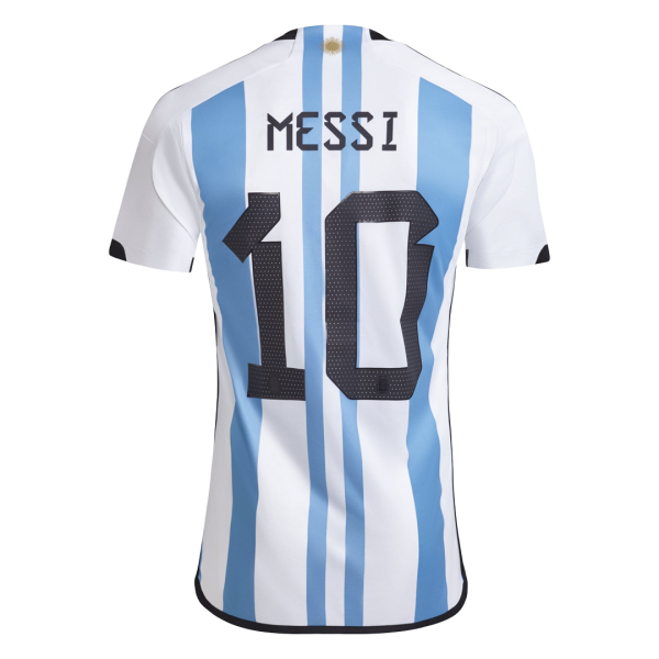 Men's Replica MESSI #10 Argentina Three Stars Champion Edition Home Soccer Jersey Shirt 2022 Adidas