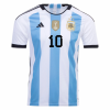 Men's Replica MESSI #10 Argentina Three Stars Champion Edition Home Soccer Jersey Shirt 2022 Adidas