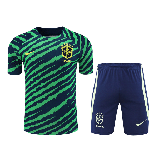 Men's Replica Brazil Pre-Match Soccer Jersey Kit (Jersey+Shorts) 2022 Nike