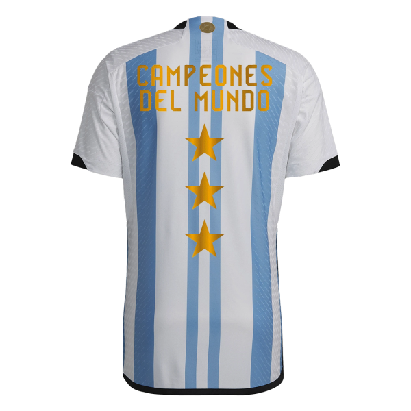 Men's Authentic Champion Argentina 3 Stars Home Soccer Jersey Shirt 2022 Adidas