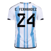Men's Replica E.FERNANDEZ #24 Argentina Home Soccer Jersey Shirt 2022 Adidas
