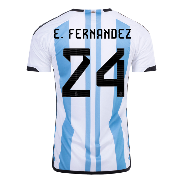 Men's Replica E.FERNANDEZ #24 Argentina Home Soccer Jersey Shirt 2022 Adidas