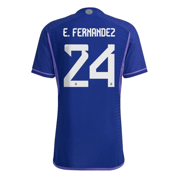 Men's Authentic E. FERNANDEZ #24 Argentina Away Soccer Jersey Shirt 2022 Adidas World Cup 2022